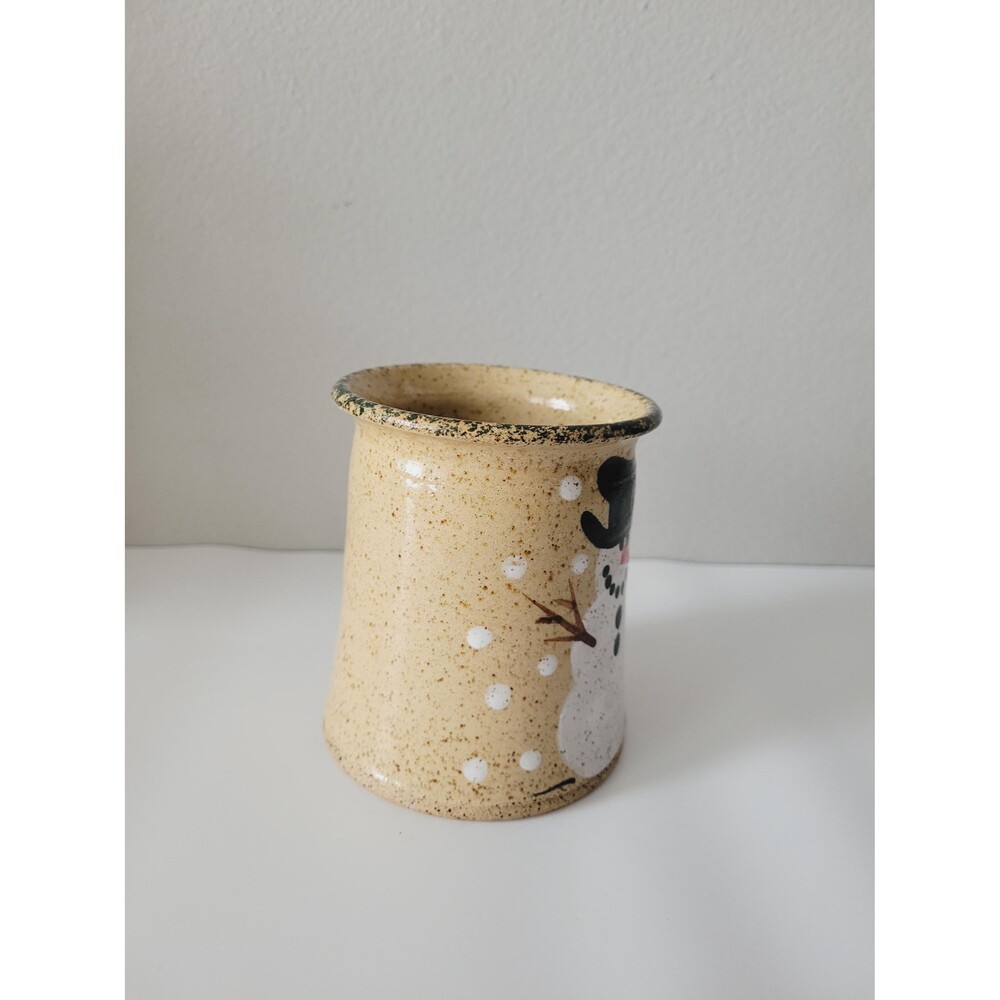 Vintage Snowman Speckled Stoneware Coffee Cup Mug Three Rivers Pottery 1991 - Picture 13 of 16